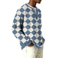 thumbnail image 4 of OIOLOYJM Henley Shirts for Men Long Sleeve Plaid Casual V-Neck Sweatshirt Lightweight Knitted Pullover Tops 2026 Spring Sky Blue M, 4 of 6