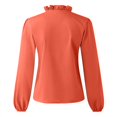 thumbnail image 2 of Tops for Wommen Trendy Solid Color Long Sleeve Ruffled V Neck T-Shirts Loose Fit Casual Blouse Pullover, 2 of 8
