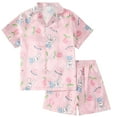 thumbnail image 4 of Gubotare Pjs for Toddler Girls Girls Pajama Sets Sleepwear Button Down Short Sleeve with Ruffle Shorts PJS 5T 6T (Blue,5-6 Years), 4 of 4