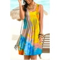 thumbnail image 2 of Vestido corto con estampado tie-dye Vestido plisado sin mangas, azul amarillo, XL sidaley AP002087-20, 2 of 7