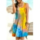 thumbnail image 2 of Vestido Corto Con Estampado Tie-Dye Vestido Sin Mangas Plisado, Azul Amarillo, S Monstrate AP002087-17, 2 of 7