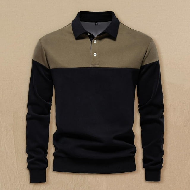 pstuiky camisas de manga larga para hombre, Blusa/camiseta informal de manga larga con cuello vuelto de color liso para hombre camisetas de hombre l