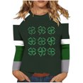 thumbnail image 2 of successthop Green Womens Tops Plus Size Long Sleeve St Patricks Day Plus Size with Crew Neck Polyester Casual St. Patricks Day Blouse Tops for Irish Themed Gifts 3XL, 2 of 5