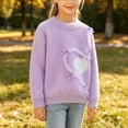 thumbnail image 7 of Afuyipoi Girls Heart Print Long Sleeve Pullover Sweater for Kids Size 3-13Y Winter Warm Casual Wear Purple Size 11, 7 of 7