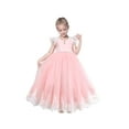 thumbnail image 2 of Girls Dress Pink Lace Pearl V-back Bow Tulle Wedding Bridesmaid 7 Years, 2 of 7