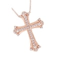thumbnail image 2 of AFFY Round Cut White Natural Diamond Cross Pendant Necklace In 14k Rose Gold, 2 of 2