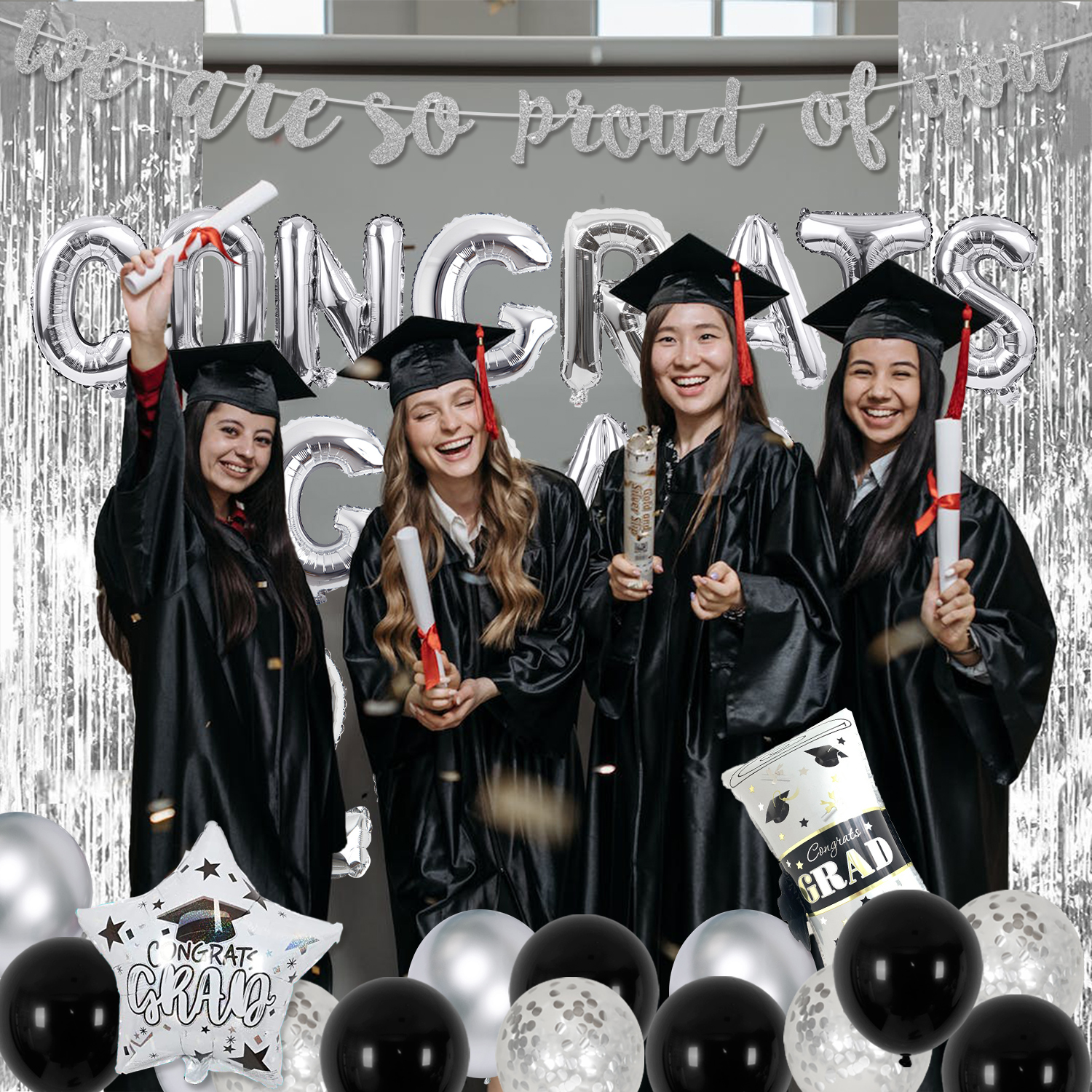 Sliver 2024 Graduation Party Decoration - Congrats Grad 2024 Balloon ...