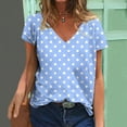 thumbnail image 5 of Fmbrln Womens Summer Polka Print Short Sleeve Tops Fashion V Neck Boho T-Shirts Casual Loose Vacation Beach Tees Blouse, 5 of 5