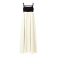 thumbnail image 4 of Womens Linen Maxi Dress Contrast Trim Spaghetti Straps Summer Outfits Sleeveless Long Dresses Travel Vacation, 4 of 7