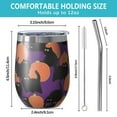thumbnail image 5 of 12oz Stemless Wine Tumblers Purple Halloween Black Cats and Pumpkins Vacuum Insulated Stainless Steel Travel Tumbler Cups Mug with Lid and Straw for Champaign,Cocktail,Beer with Cleaning Brush, 5 of 5