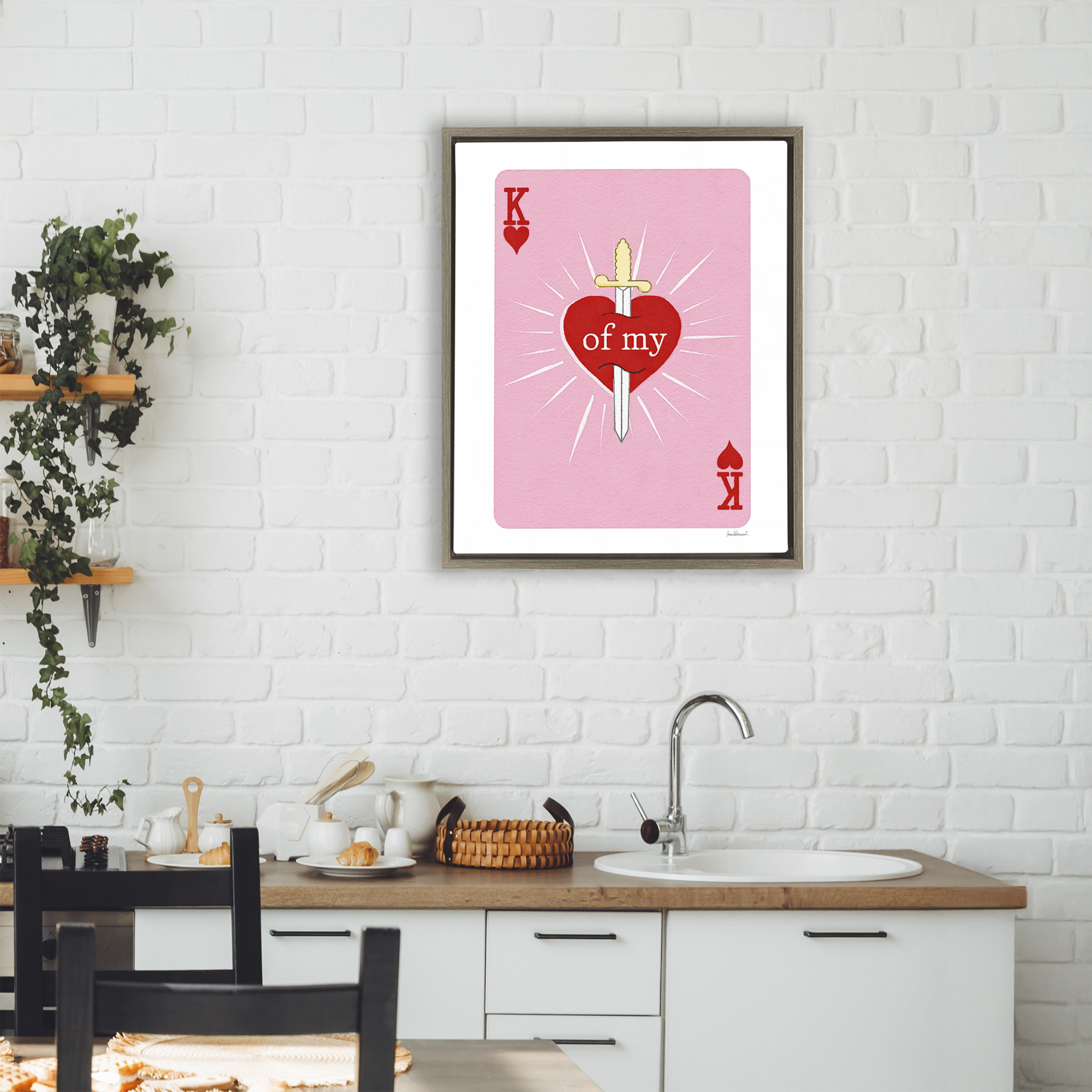 King Of My Heart Sword Brown Framed Floater Canvas Wall Art, design by Amanda Greenwood