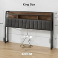 thumbnail image 3 of Ergonomic Headboard for King Size Bed with 2-Tier Storage, Upholstered Headboards with Outlets, USB Ports, LED Light, King Head Board Only, Height Adjustable, Sturdy and Stable, Black & Brown, 3 of 16