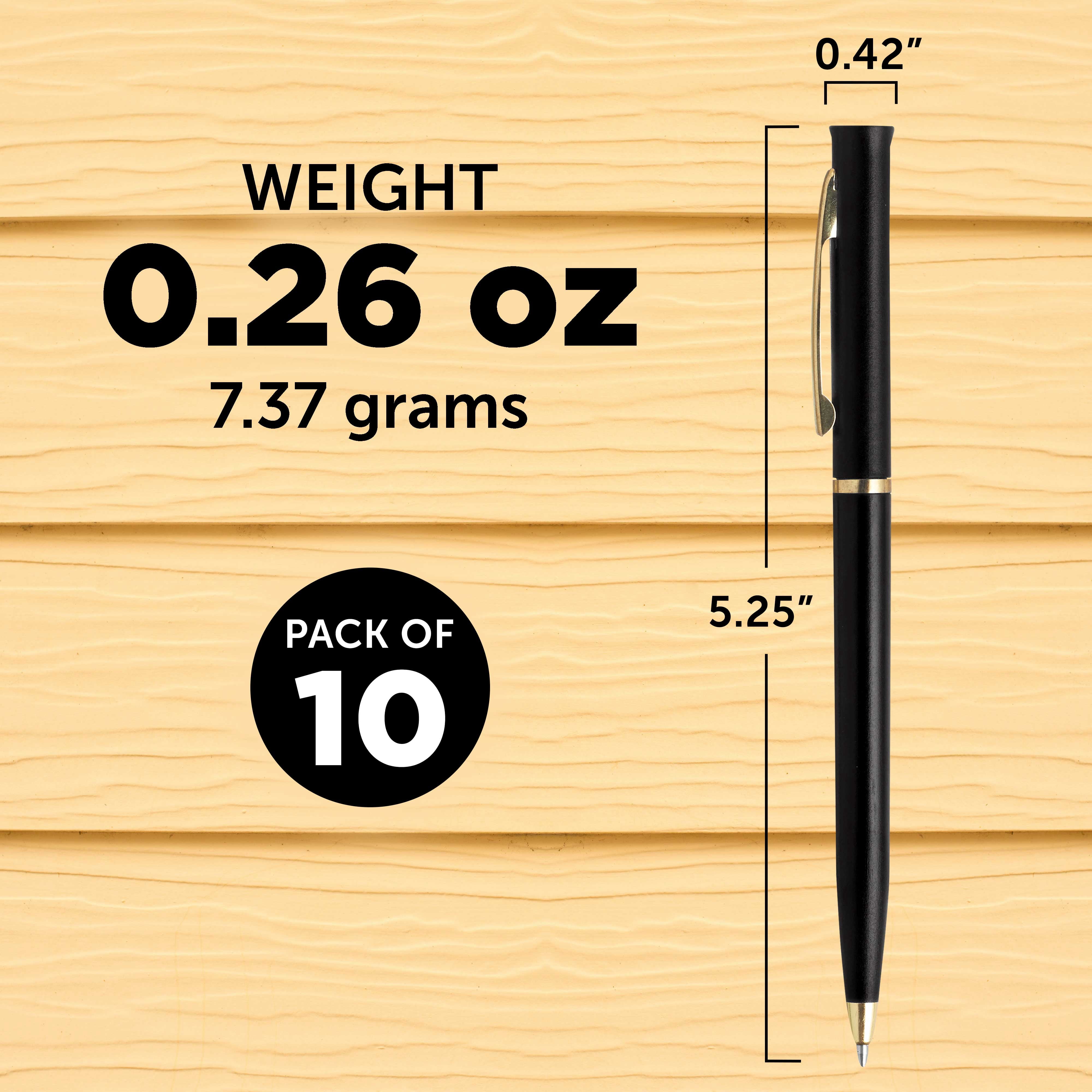 10 Alston Hotel Pens Pack - Ballpoint, Gold Metal Accent - Black