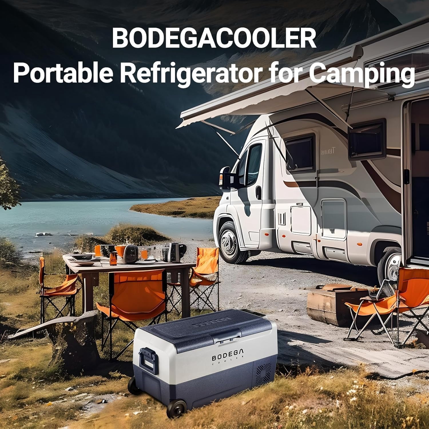BODEGA 12 Volt Car Refrigerator,64 Quart Portable Car Freezer Fridge Bluetooth Control,(60L) -4℉-68℉ Electric Cooler 12/24V DC and 100-240V AC for Travel,Camping,RV,Boat Road Trip Tailgating