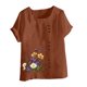 thumbnail image 2 of TaTaai Casual Printed Button Blouse, Women's Short Sleeve Linen Feel T-Shirt, Comfortable Top for All Seasons Gift, 2 of 4