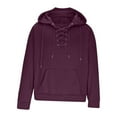 thumbnail image 4 of YUGYXL Mens Tactical Sweatshirts Lace Up Hooded Pullover Long Sleeve Cargo Workout Outdoor Hoodies with Pockets Wine XL, 4 of 4
