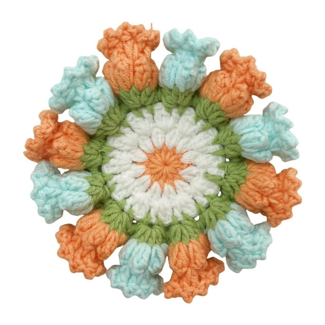 Crochet Coaster, Lily of the Valley Coaster, linda mesa de café Cup Mat Table de café Protector para comedor Café Decoración del hogar Azul naranja