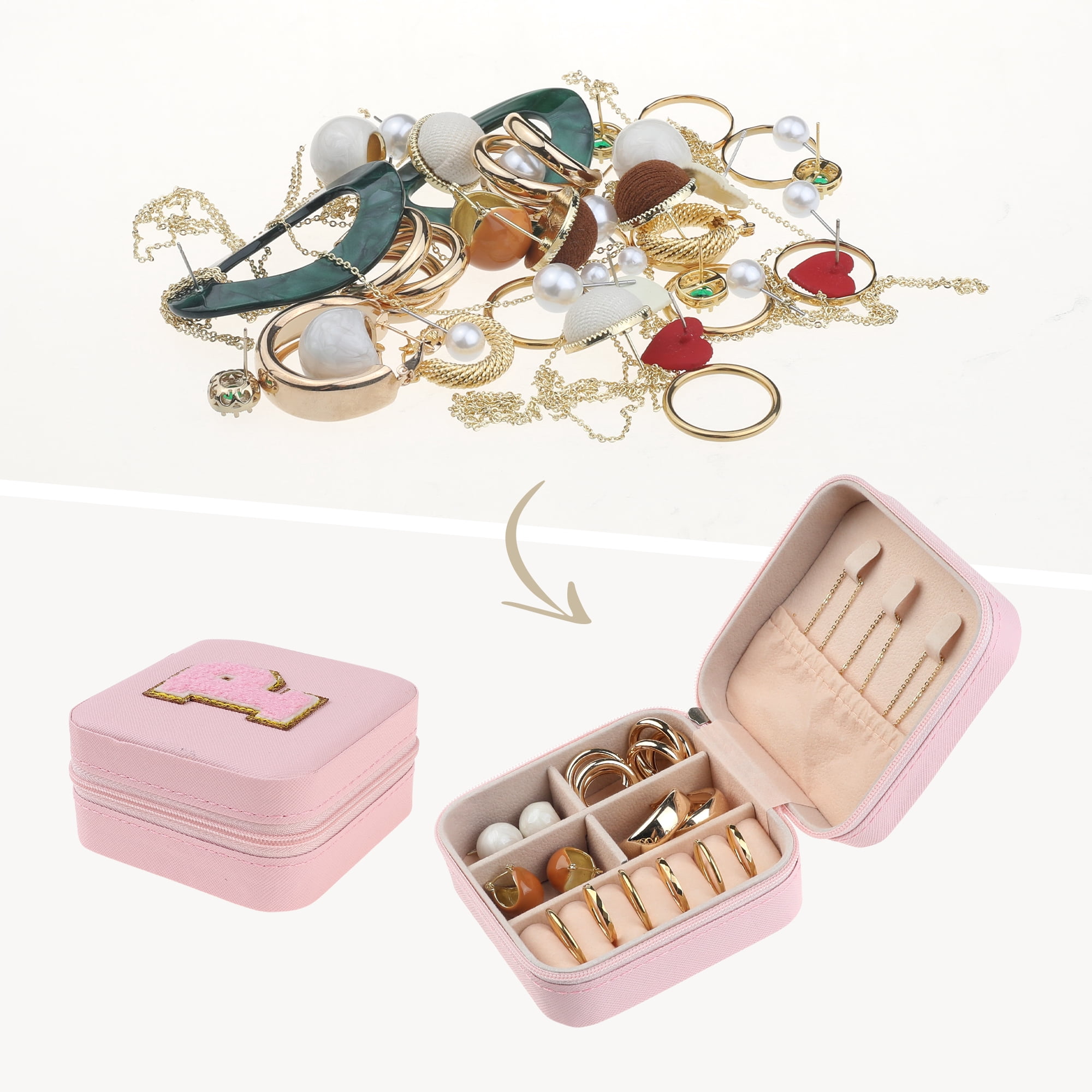 Unique Bargains Jewelry Box Small PU Leather Jewelry Organizer Case Storage Display Holder Pattern P