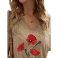 thumbnail image 3 of Gvmfive Womens Casual Short Sleeve T-shirt V Neck Floral Print Tunic Pullover Tops, 3 of 4