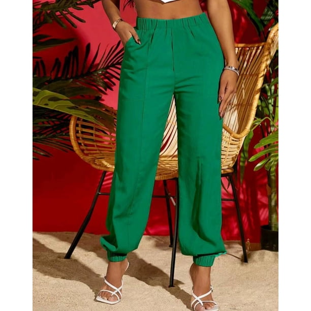 Pantalones Harlan con punta de zapato sólida de verano, pantalones casuales con costuras de moda, pantalones con cordón para mujer, pantalones geniales de verano