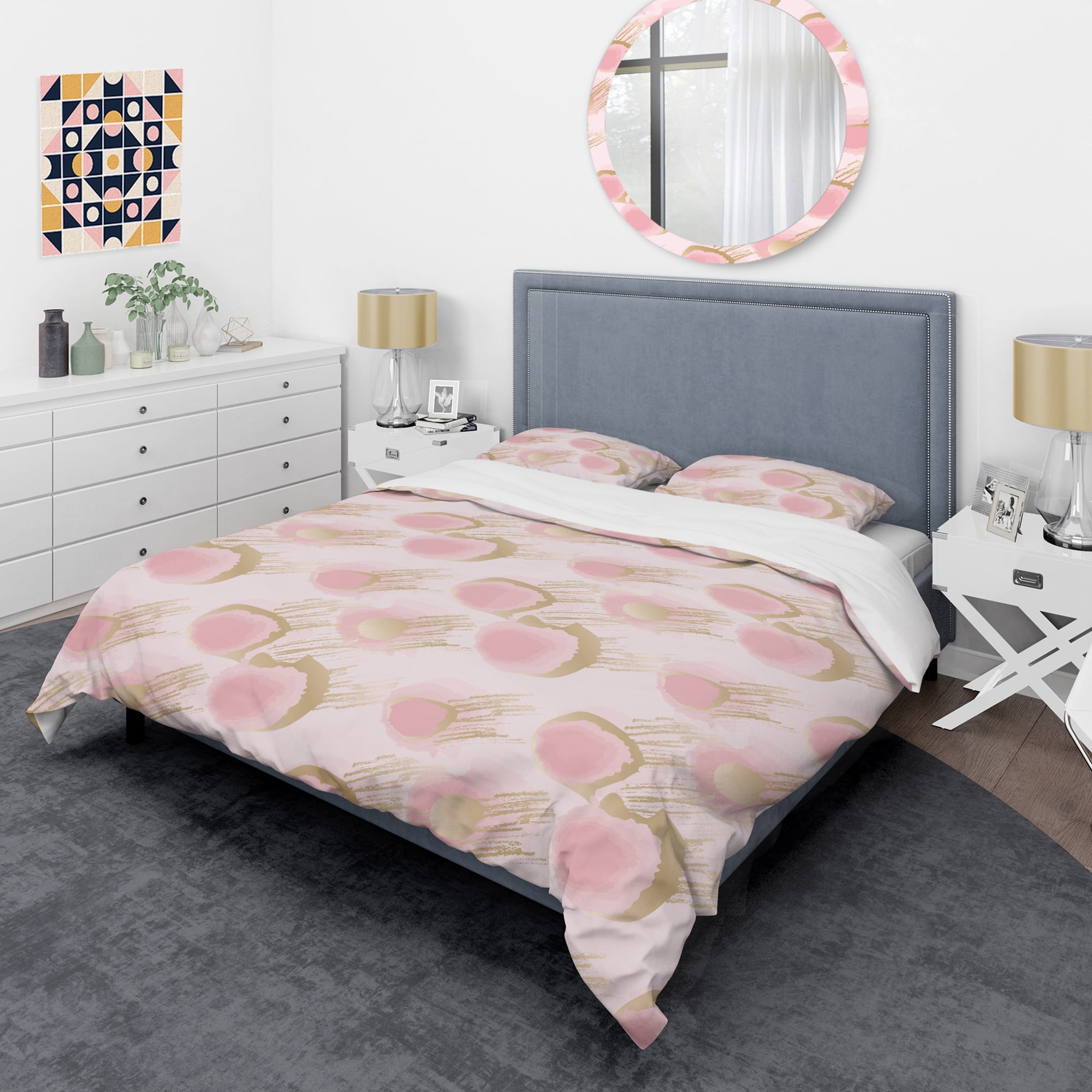 Designart 'Abstract Flower Design IX' Mid-Century Modern Duvet Cover Set