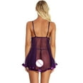 thumbnail image 6 of Linfrsh Women Satin Nightgown Lingerie Dress Sexy Sleepwear Mini Slip Chemise Nightwear Purple,4XL, 6 of 8