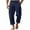 Navy, variant on UAMVSH Mens Cotton Linen Pants Casual Summer Fall Vacation Travel Pants Baggy Button Drawstring Beach Trousers with Pockets(X-LargeWhite)