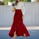 thumbnail image 1 of Faldas largas Falda larga casual para damas Una línea Asimétrica Color sólido Estilo sexy Traje diario Kuymtek Vino rojo T M para Mujer, 1 of 8