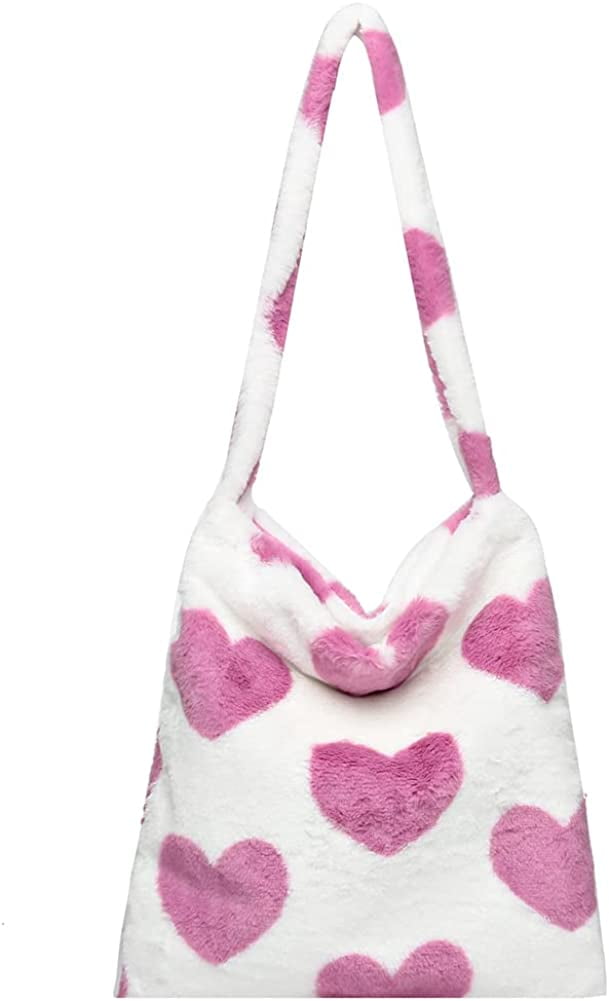 CoCopeaunt Upgrade Large Fluffy Tote Bag with Lining and Pockets Y2K