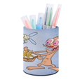 thumbnail image 1 of El Show de Ren y Stimpy-theme Cylinder Pen Holder Pencil Organizer with Flannel Lining PVC Leather Material Cardboard Base for study work 10*8CM, 1 of 6