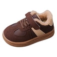 thumbnail image 5 of Toddler Boys Girls Winter Flat Shoes Fuzzy Lined Hook and Loop Walking Shoes Casual Nonslip Splice Suede Sneakers Brown 9.5 Toddler, 5 of 5