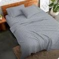 thumbnail image 2 of 800 Thread Count 100% Egyptian Extra Long Staple Cotton Sheet Set, 4 Pc Set, Sateen Weave, Hotel Collection Soft Luxury Bedding, Fits Upto 15" Inch Deep Pocket (Silver Stripe, Queen Size), 2 of 8