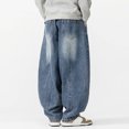 thumbnail image 4 of Big And Tall Jeans for Men Casual Elastic Waist Design Carrot Denim Pants Versatile Retro Drawstring Solid Color Fall Travel Long Jeans with Pocket, 4 of 5
