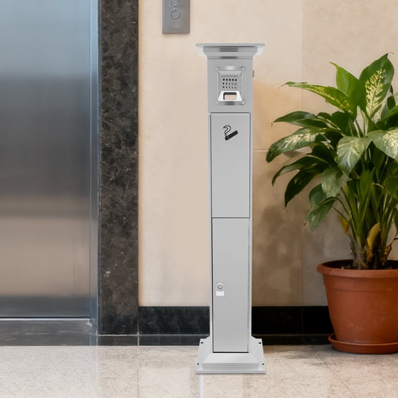 Stainless Steel 25*25*112cm Outdoor Vertical Ash Column With Lock Fire Extinguishing Net Smoke Bucket