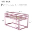 thumbnail image 2 of Mirightone Wooden Twin over Twin Bunk Floor Bed with Ladder, Low Bunk Bed Floor Twin over Twin, Upper Bed with Slats, Pink, 2 of 7
