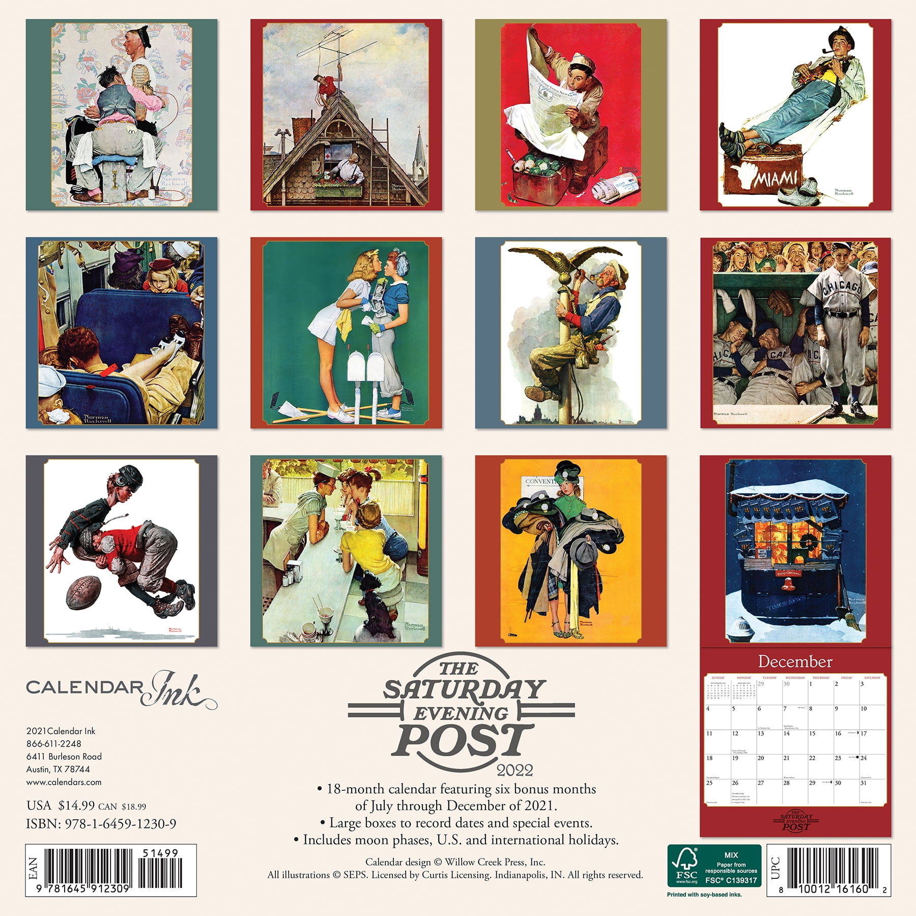 Calendar Ink The Saturday Evening Post 2022 (Norman Rockwell) - Walmart.com