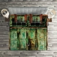 thumbnail image 2 of Ambesonne Rustic Quilted Coverlet 3 Pcs, Rusty Old Retro Door, King Size, Green, 2 of 2