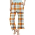 thumbnail image 4 of OGLCCG Kids Girls Wide Leg Pants Elastic Waist Baggy Plaid Sweatpants Casual Loose Long Yoga Pants with Pockets for Teen 4-14 Years, 4 of 7