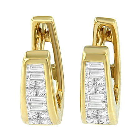 14k Yellow Gold 0 5ct Tdw Princess And Baguette Diamond Earrings I J Vs1 Vs2 14k Yellow Gold 0 5ct Tdw Princess And Baguette Diamond Earrings I J Vs1 Vs2