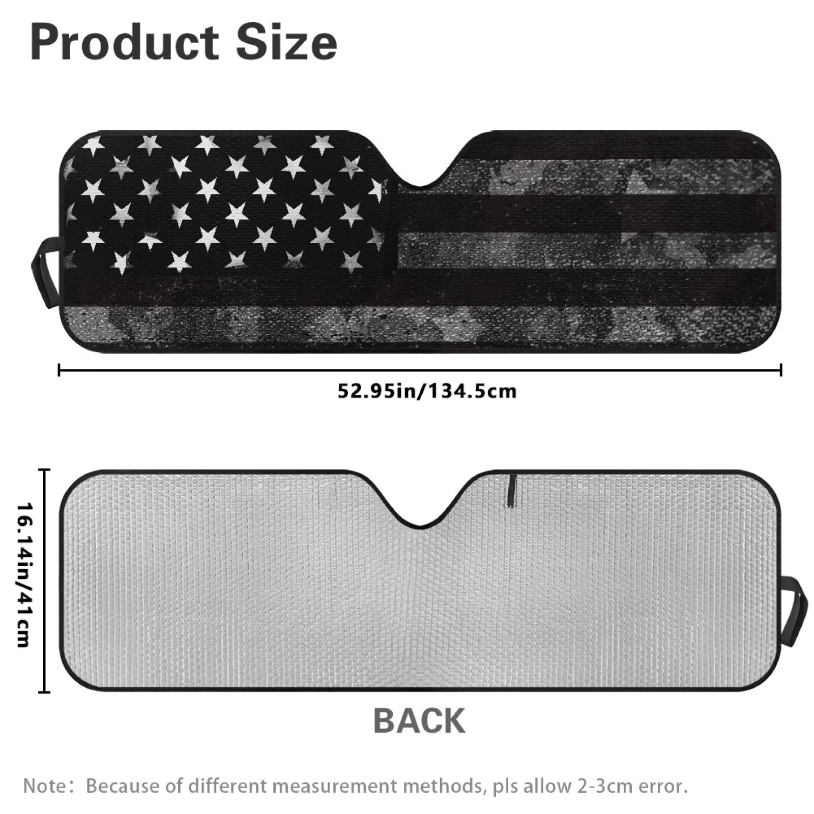 HUIAOCNG Black Flag Foldable Windshield Sun Shades Compatible with Jeep Wrangler Sun Shade fit for Jeep Wrangler JL JLU 2018-2025 / Jeep Gladiator 2020-2025 ,Keep Car Interior Cooler