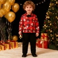 thumbnail image 2 of XEGLSBU Toddler Boy Christmas Outfit 4T Boys Party Plaid Print Dress Shirt with Bow Tie and Pants Festive Snowflake Snowman Outfit for Gatherings and Family Photos Red Size 5-6 Years, 2 of 9