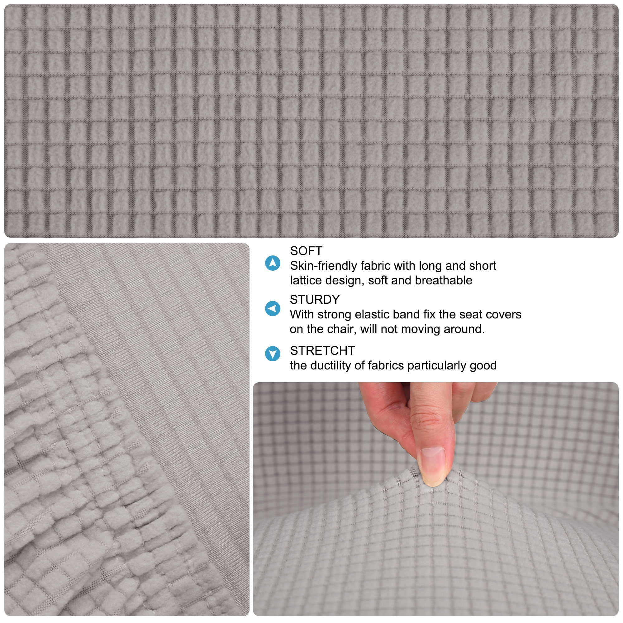 Unique Bargains Polyester Stretch Bar Stool Covers Elastic Band Mid Back Chair Slipcover Light Grey 4 Pcs