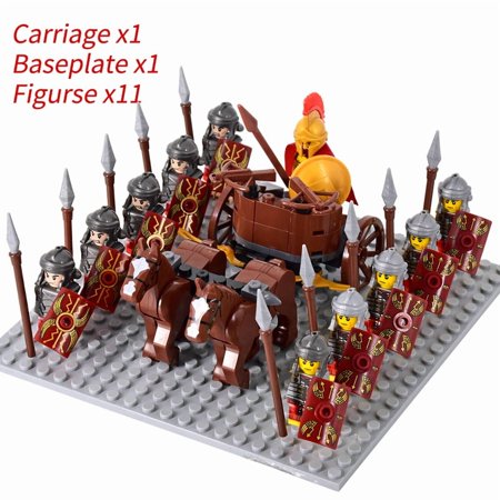 Medieval Knights mini Action Figures Building Blocks Roman Chariot Carriage Soldier War Horse Bricks Toys for Children Gift
