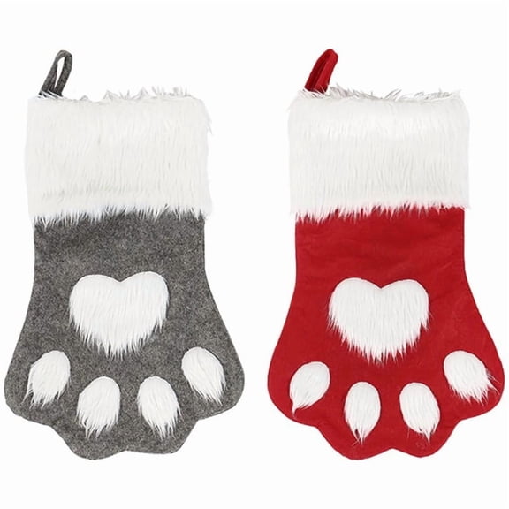 BESTSKY 1Pc/2Pcs Dog Cat Paw Plush Christmas Stockings Xmas Decorations Fireplace Hanging Socks Family Holiday Dog Cat Gift Stockingsļ¼stocking christmas