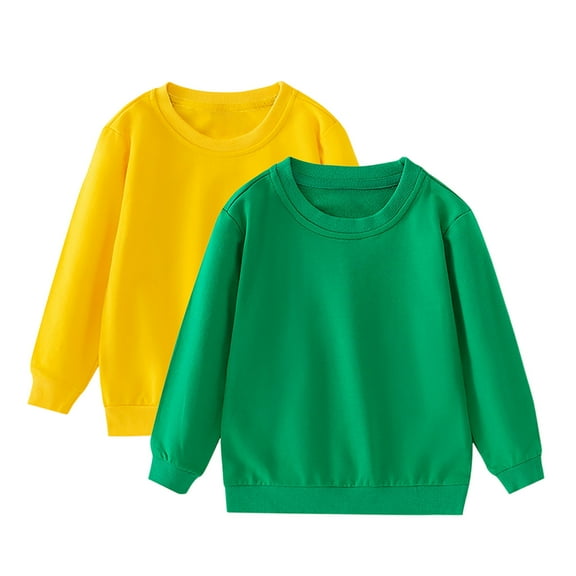 DxhmoneyHX 2 Pack Toddler Boy Clothes Soft Comfy Cotton Long Sleeve Blouses Going Out Tops Fashion Solid Crewneck Sweatshirt Fall Outfits Size 2 Years