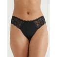 thumbnail image 3 of Joyspun Women's Microfiber and Lace Thong Panties, 3-Pack, Sizes XS to 3XL, 3 of 6