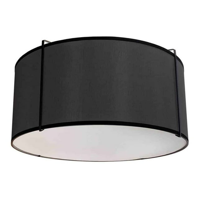 Dainolite Trapezoid 2-Light 80W Contemporary Fabric Flush Mount Light in Black