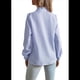 thumbnail image 3 of Blusa de Oficina de Larga con Cuello Alto y Botones A Rayas para Mujer, Color Azul XL, 3 of 10