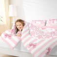 thumbnail image 4 of Homewish Kawaii Letter C Bedding Comforter Set for Kids, Cartoon Bowknot Monogrammed Twin Comforter Sets, Girly Pink Stripe Lines Reversible Bedding Set, Ultra Soft Bedroom Decor, 2 Pieces, 4 of 8