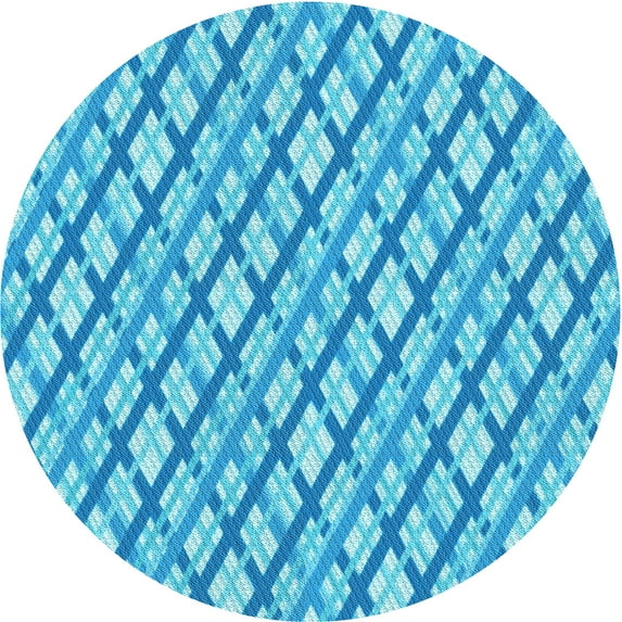 Ahgly Company Machine Washable Indoor Round Transitional Deep Sky Blue Area Rugs, 5' Round
